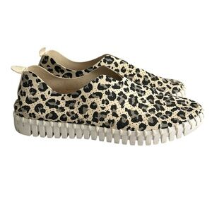 Ilse Jacobsen Tulip 139 Laser Cut Perforated Slip On Animal Print Sneakers - 40